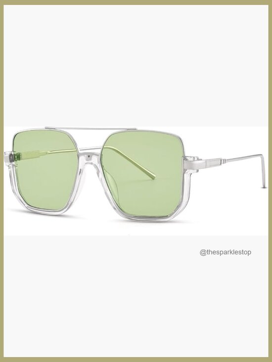 Retro Oversized Square Aviator Sunglasses Double Bridge UV400 Protection main image 6